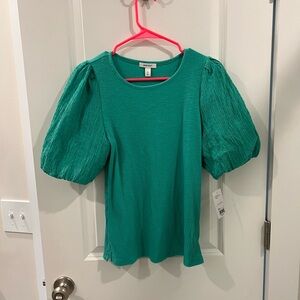 Nine West Teal Puff Sleeve Blouse